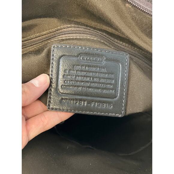 COACH F19816 LARGE TAN, BROWN PVC SIGNATURE PRINT HANDBAG - Picture 14 of 16